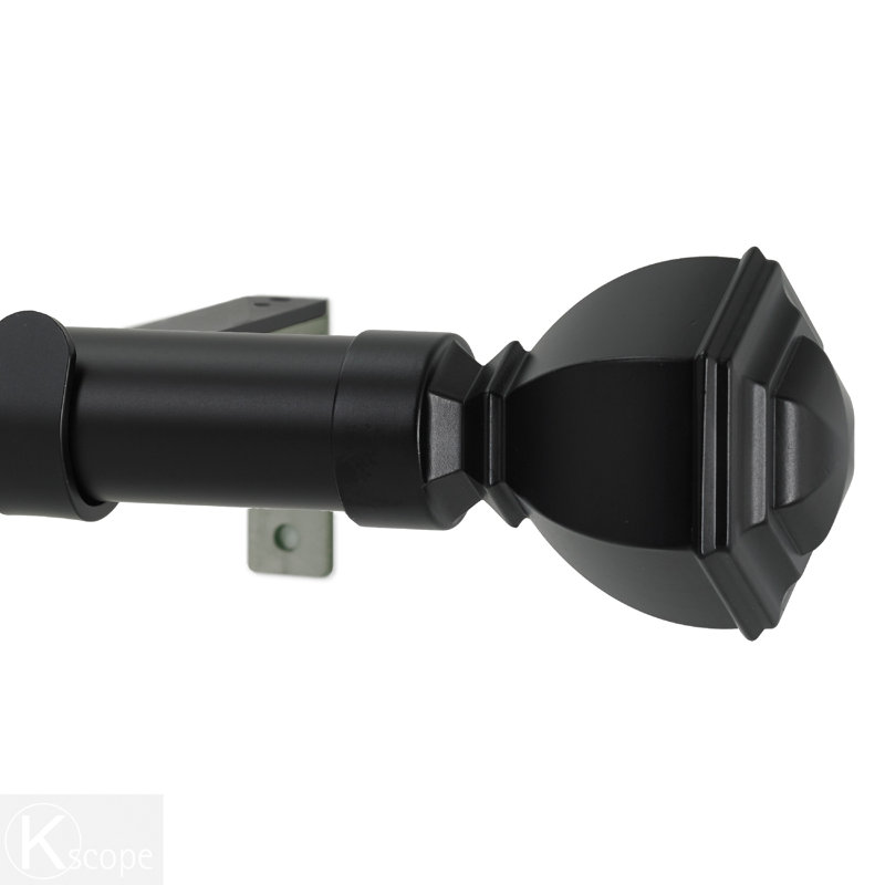 Venice Single Curtain Rod, 3" H x 48" W x 5.25" D, Black