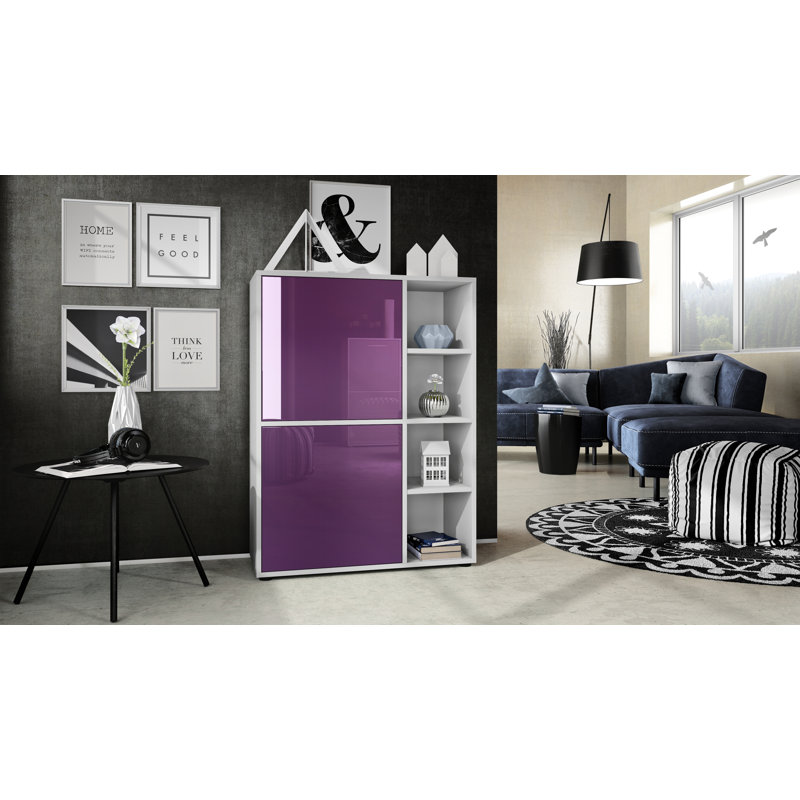 Mccafferty 79cm Sideboard, White Matt/Blackberry High Gloss