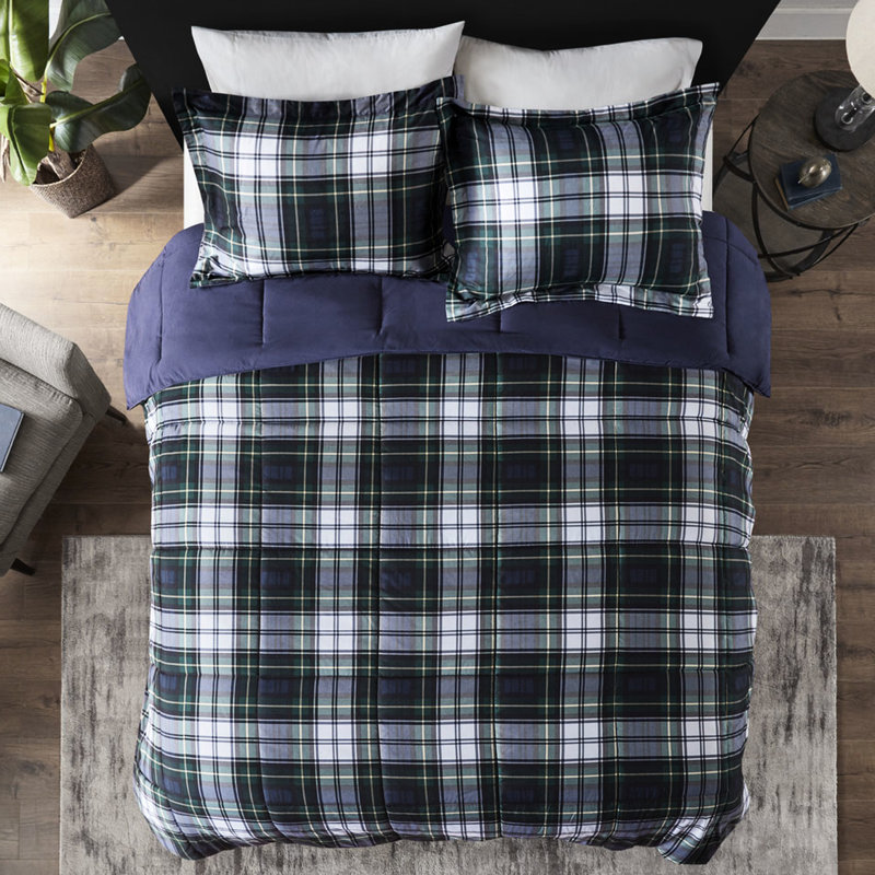  Soft Comforter  , Navy Blue Tone With 2-Inch Flange, Full Comforter + 2 Additional Pieces