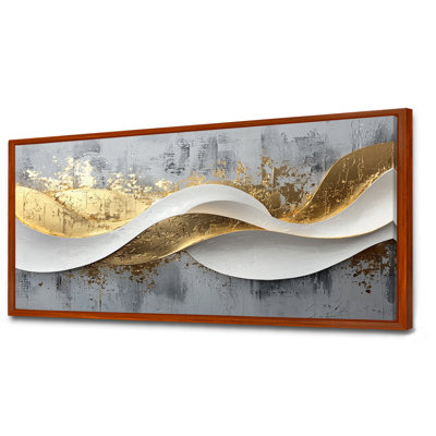 Abstract Grove Of Introspection In Gold And White V - Abstract Modern Waves Wall Art