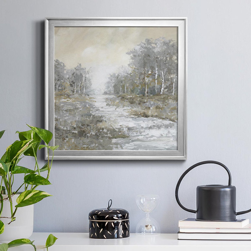 Babillage Brook II - Toile encadrée de qualité supérieure - prête à être accrochée, H 26,5 po x l 26,5 po x P 1,5 po, Noir