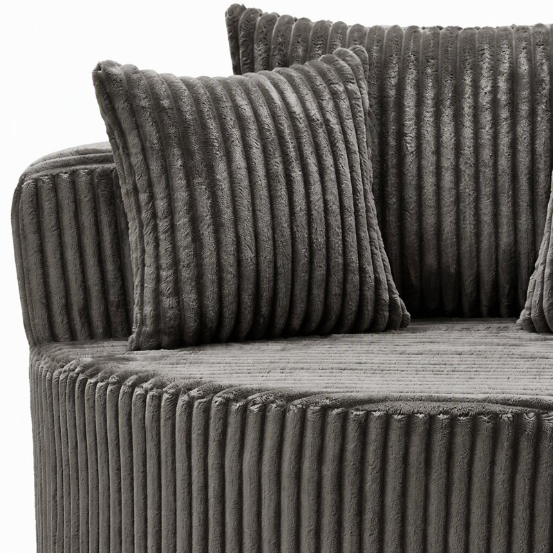 Upholstered 45.87 " Fabric Sofa, Brown Fabric, Brown
