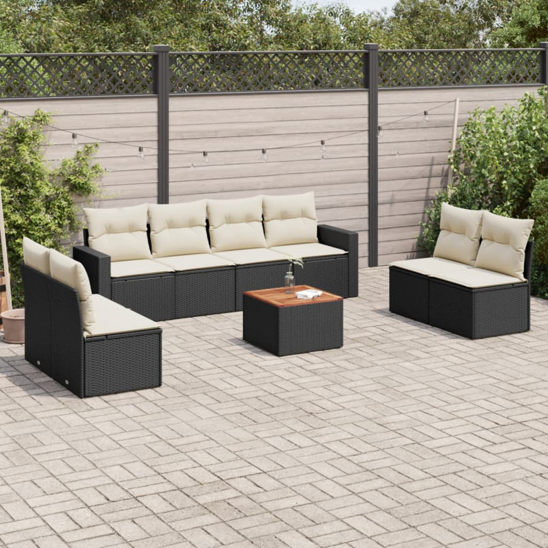 Ensemble de canapé de jardin Vidaxl noir, brun, blanc crème
