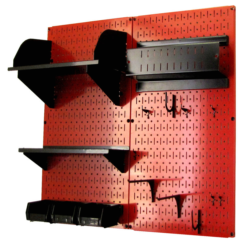 Ensemble de panneaux perforé de rangement pour accessoires de loisirs, Rouge et noir