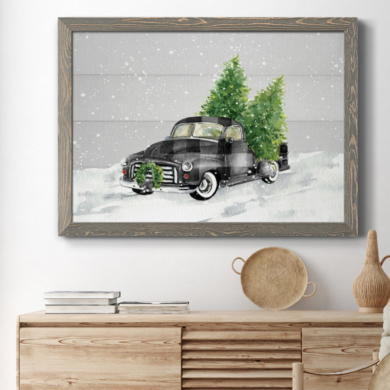 Home for Christmas - Reproduction d'art graphique sur toile encadrée, Toile avec cadre gris, H 31 po x l 44 po x P 1 po