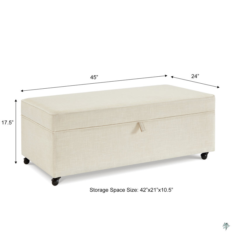 Sofa Ottoman With Storage, Modular Sectional Storage Ottoman With Wheels, White