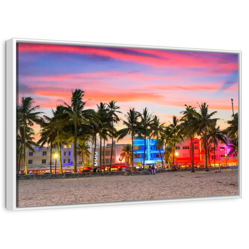 Miami Beach USA, Floating Frame White, 25" X 17"