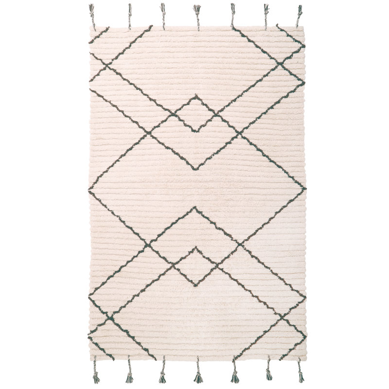 Oney Geometric Cotton Hand Woven Area Rug, Rectangle 100 x 150cm