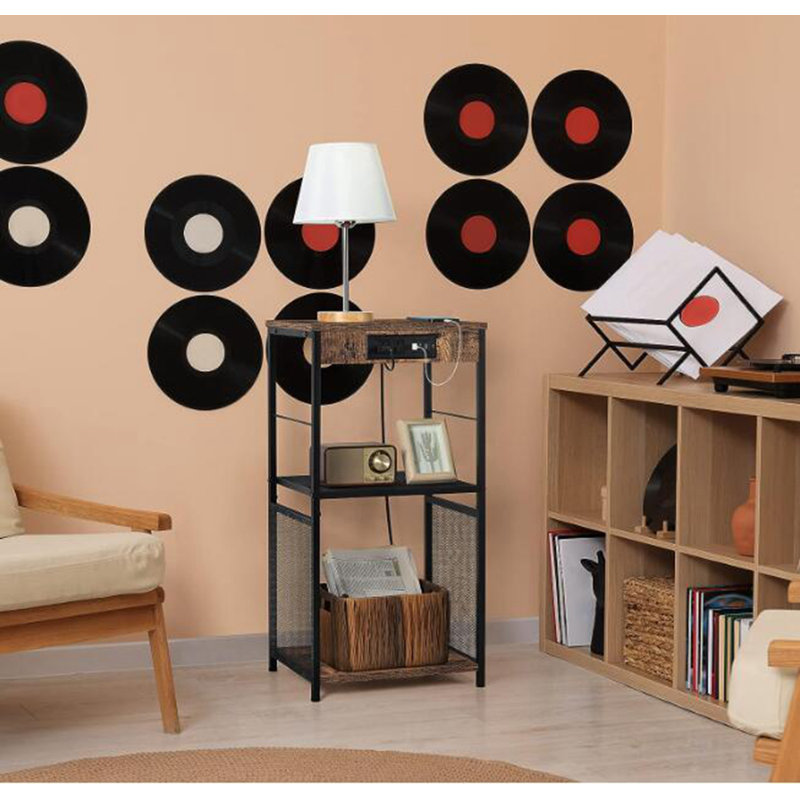 31.6'' H Media Shelves, Brown/Black