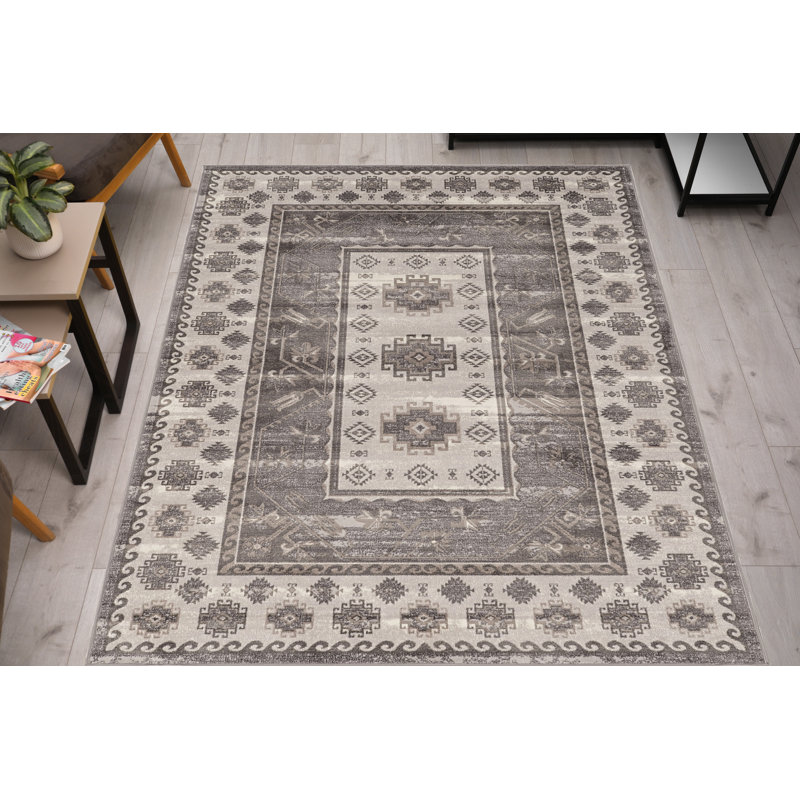 Tapis oriental beige / gris Piggott, Rectangle de 5 pi x 7 pi 6 po