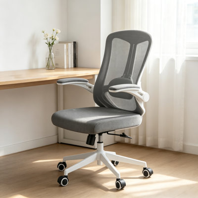 Office Chair, Ergonomic Comfort Home Desk Chair, Mid Back Gaming Chair with Wheels, Adjustable Height, Lumbar Support, Flip-up Armrest