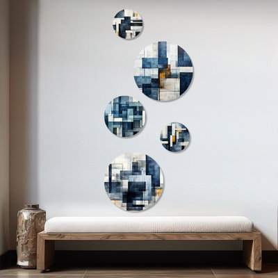 Cindye Illusion Abstract Shapes - Abstract Shapes Abstract Shapes Round Wall Art Set Of 5