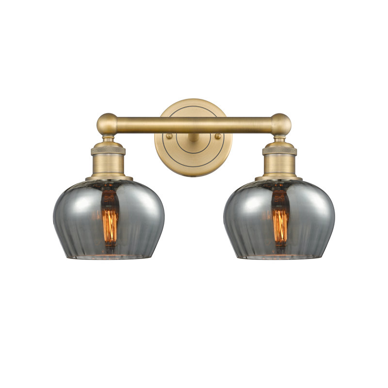 Éclairage pour meuble-lavabo à 2 lumières, Plaqué couleur fumée, Laiton brossé