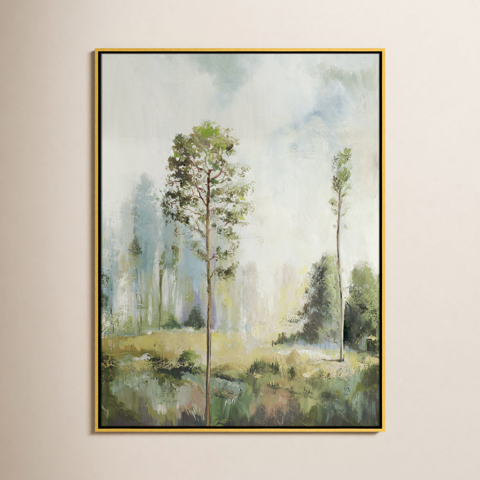 Teton "Tall Green Trees I" Print by Allison Pearce, 41.5" H x 31.5" W, Gold