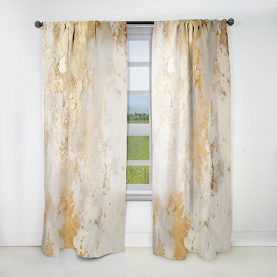 Fizzs Beige And Gold Fantasy - Modern Curtain - Velvet Room Darkening - 1 panel