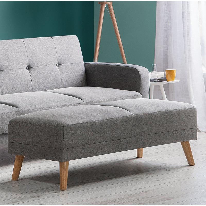Oundle 128cm Wide Rectangle Solid Colour Standard Ottoman, Grey