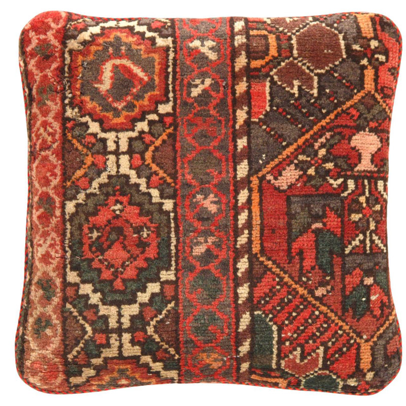 Oreiller de tapis rétro noué à la main 20 po Pasargad, Rouille 4