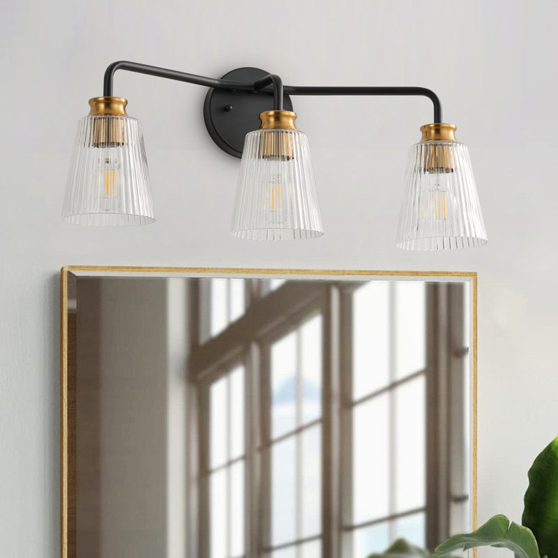 3-lamp matte black dimmable glass iron Vanity Light