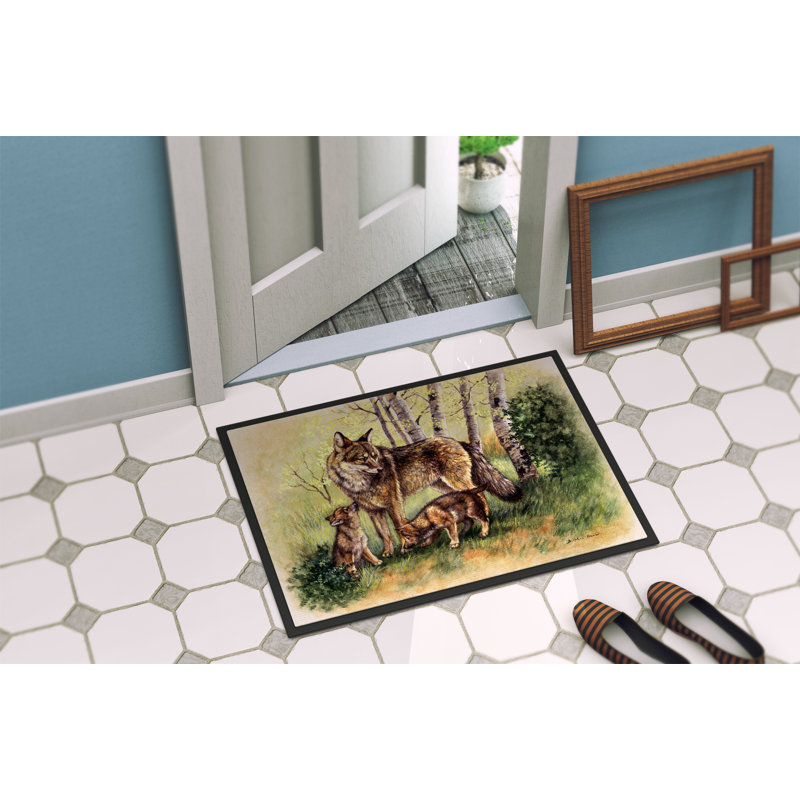 Tapis de porte pour l’extérieur antidérapant loup wolves, Rectangle 1 pi 6 po x 2 pi 3 po