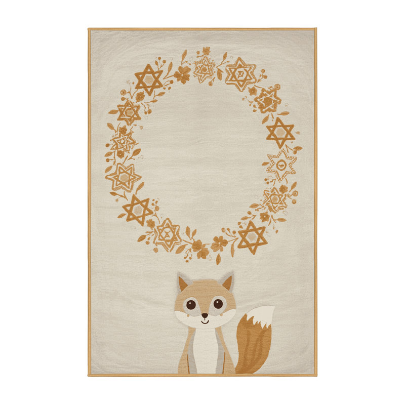 Soft Plush Faust Hanukkah Modern & Contemporary Abstract Area Rug in Beige – LightBrown Binding, 7x10