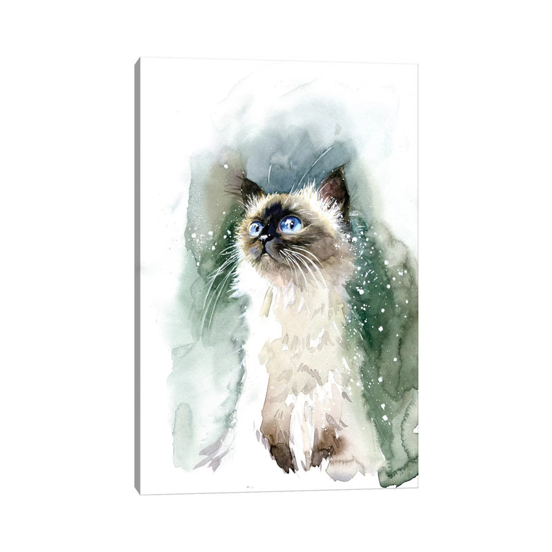 Chaton aux yeux bleus par Marina Ignatova - reproduction d'art sur toile tendue, 18" H x 12" W x 1.5" D