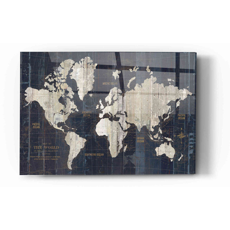 «Old World Map» par Wild Apple Portfolio, art mural en verre acrylique, H 12 po x l 16 po x P 0,12 po