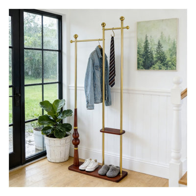 Portemanteau 70 po de hauteur pour vestibule industriel, en bois massif et en acier inoxydable
