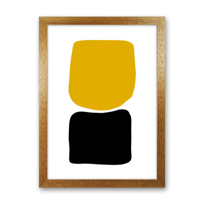Mustard and Black Abstract Stones 3 1 Piece Wall Art