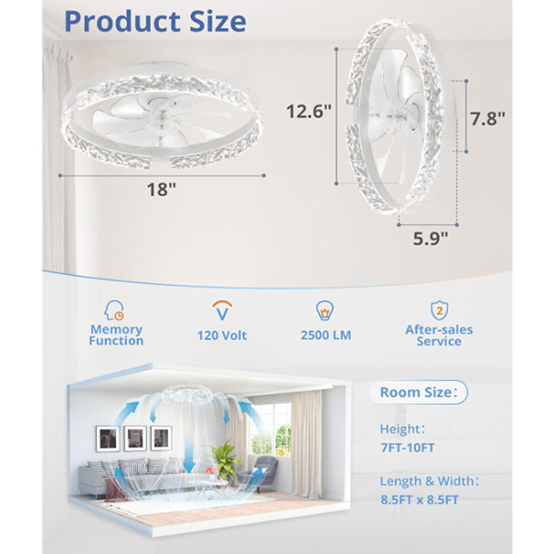 Ventilateurs de plafond avec lumières et télécommande, ventilateur de douille de 18,1 po avec ...