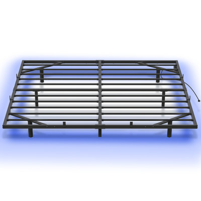 Floating Bed Frame with Charging Station and LED Lights