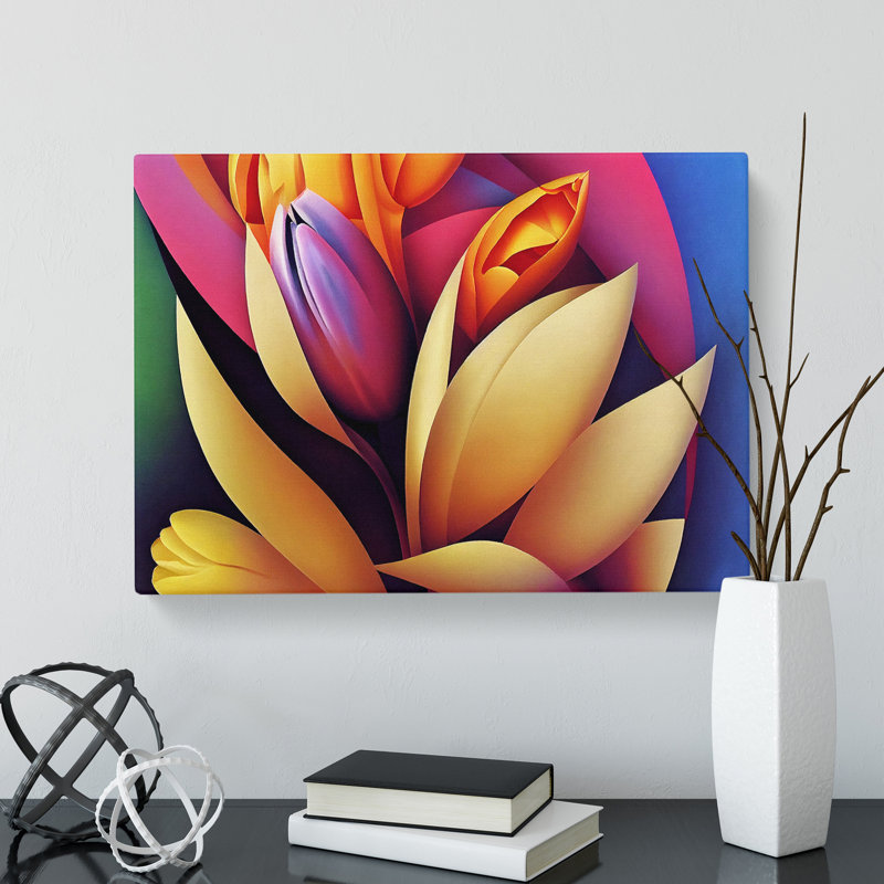 Feisty Flowers - Wrapped Canvas Print, 35cm H x 50cm W x 3cm D