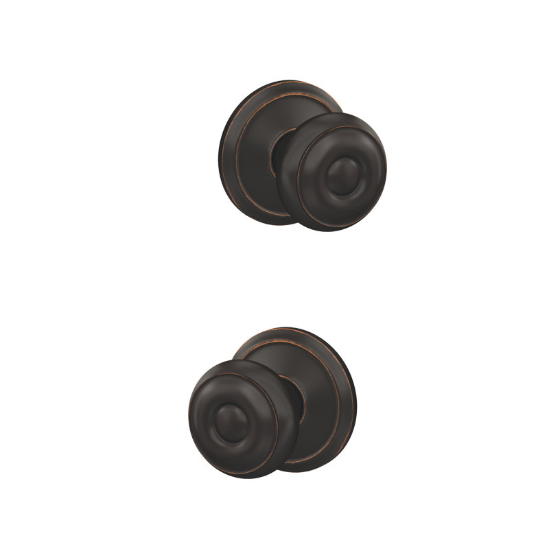 Custom Georgian Hall-Closet and Bed-Bath Knob with Alden Trim, Aged Bronze