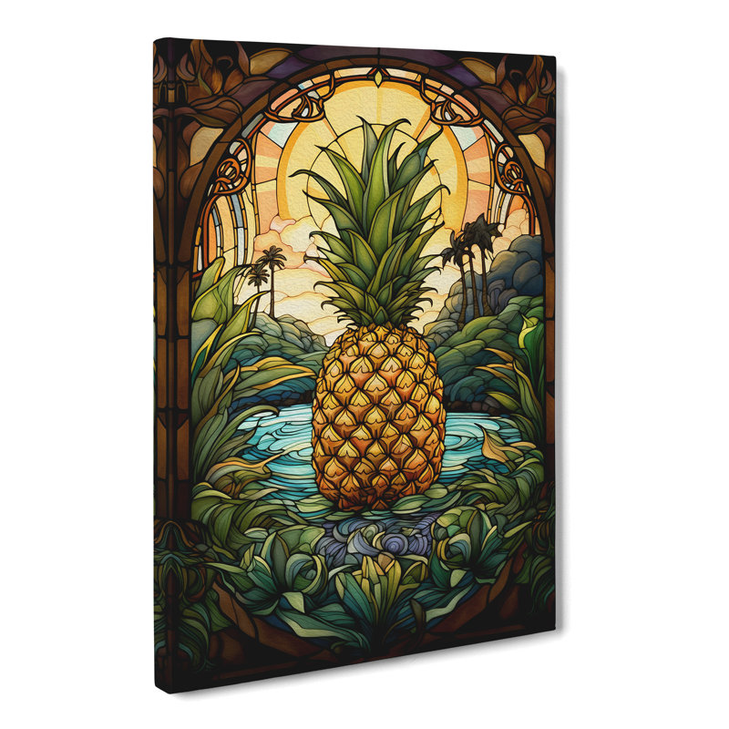 Pineapple Nouveau - Wrapped Canvas, 76cm H x 50cm W x 3cm D