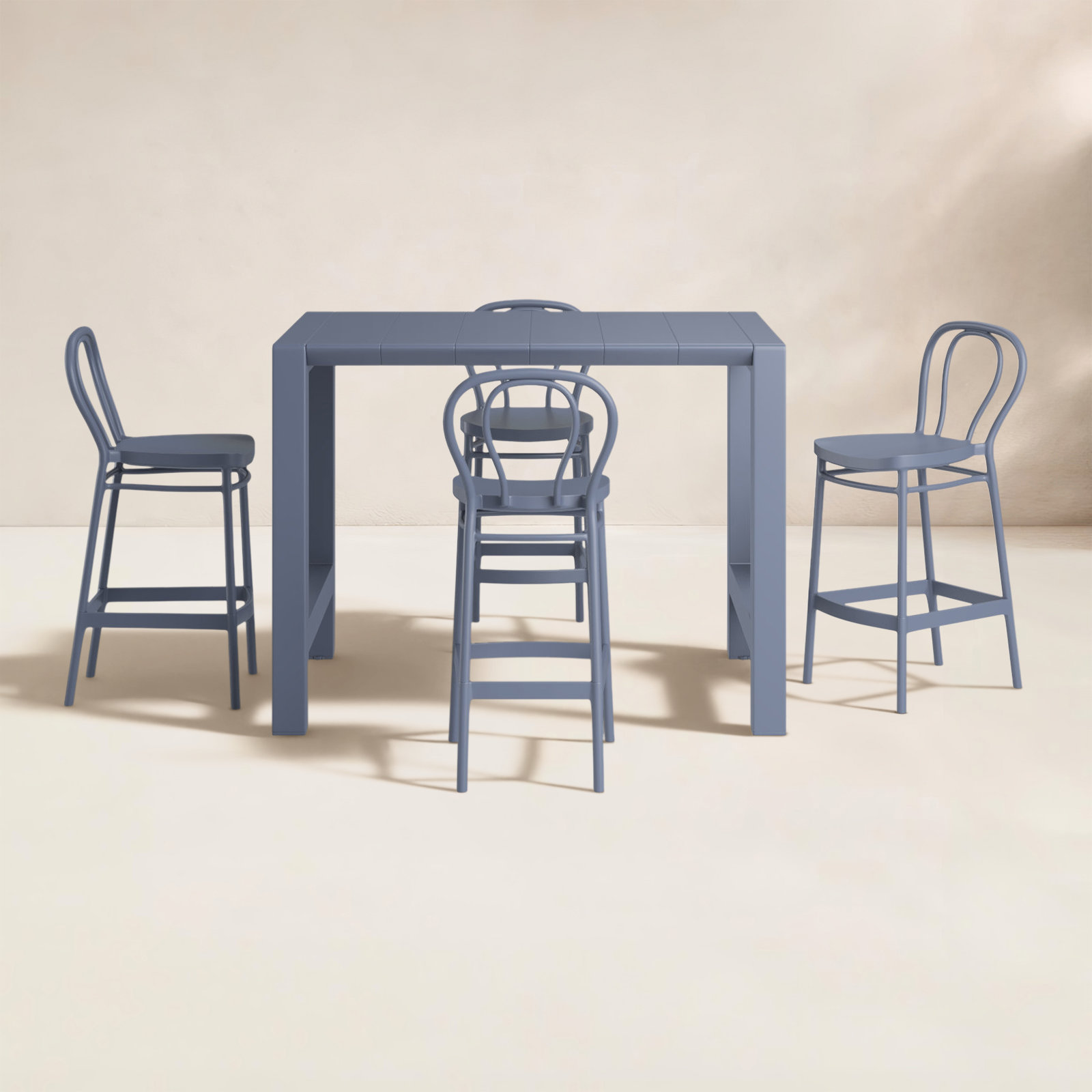 Farrah 39" Patio Dining Set, Dark Gray