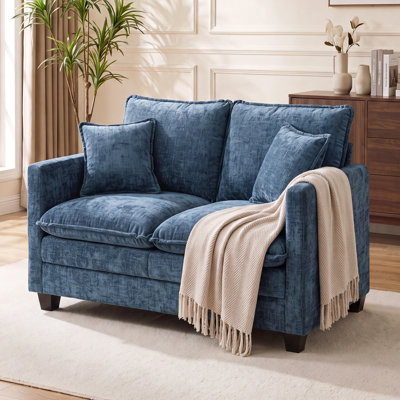 52" Chenille Upholstered Loveseat Sofa with 2 Pillows
