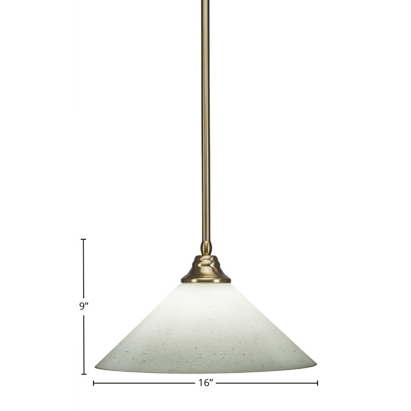 Stem Hung Pendant Shown With 16" White Muslin Glass, New Age Brass