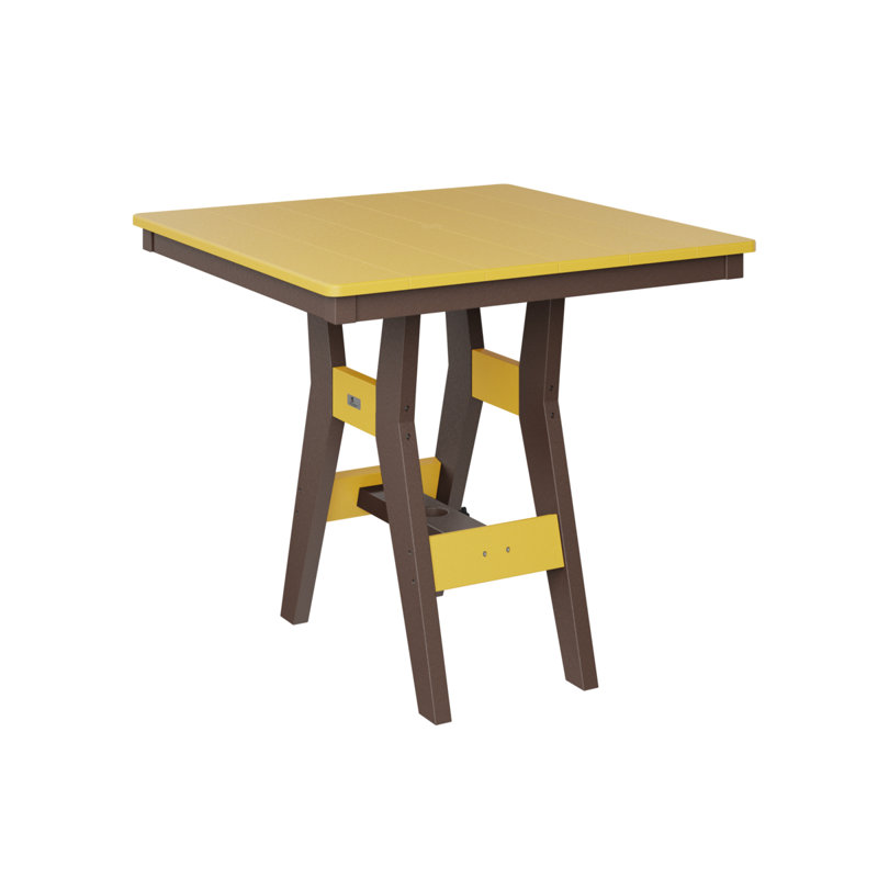 Harbor Outdoor Square Dining Table, 30.37" H x 33" W x 33" D, Chocolate Brown, Sunburst Yellow