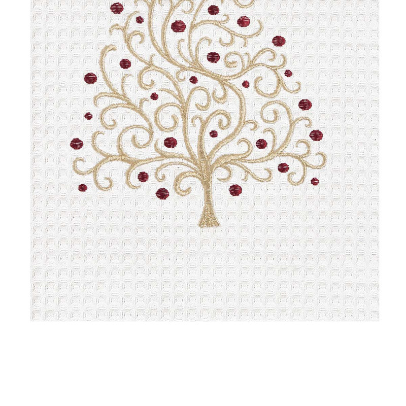 Torchon 100% coton tissé gaufré Christmas Tree