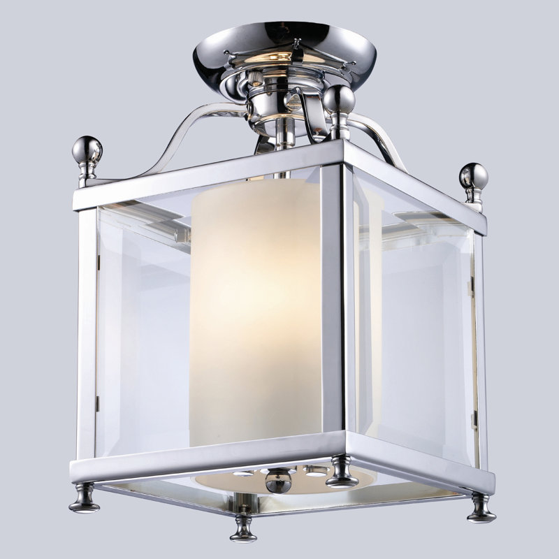 Culpepper Glass Semi Flush Mount, 14" H x 11" W / Chrome