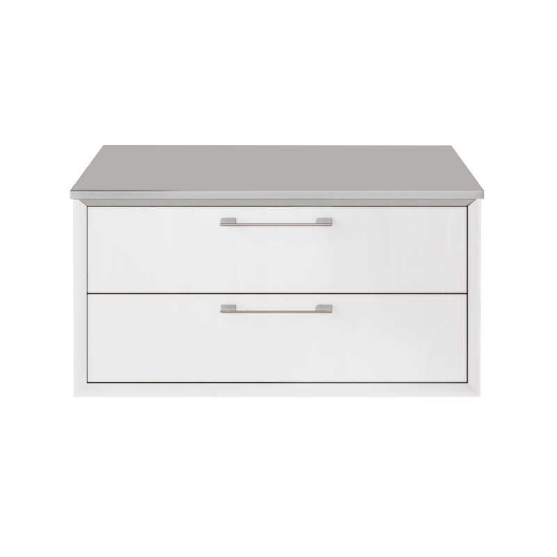 Gemelli 24'' W Single Bathroom Vanity Base, Polished White