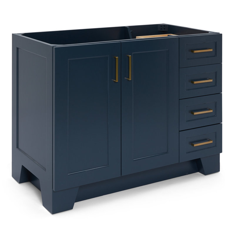 ARIEL TAYLOR 42 IN. LEFT OFFSET SINGLE SINK BASE CABINET IN GREY, Midnight Blue