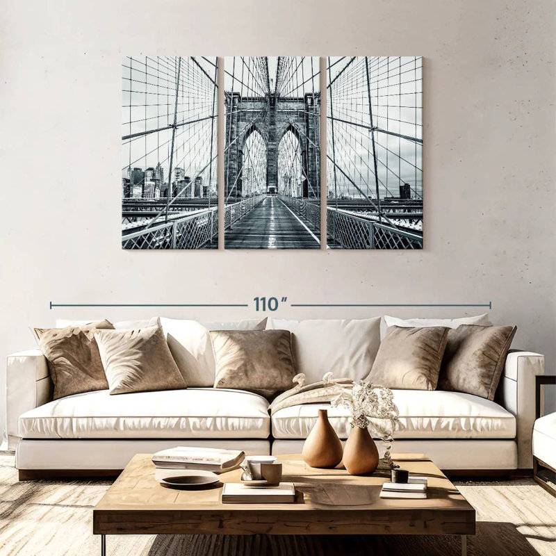 Pont de Brooklyn monochrome, H 48 po x l 74 po