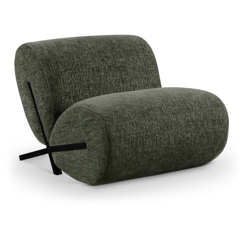 Fauteuil d'appoint Akira, Tissu de polyester vert, Noir, noir, noir, noir