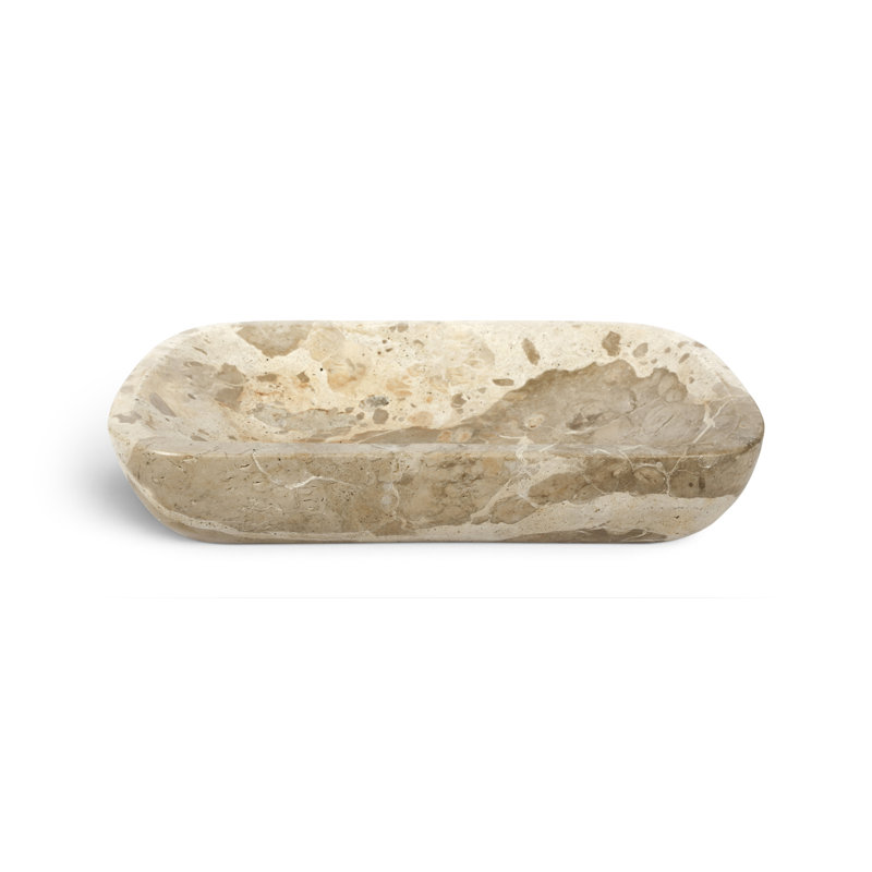 Joel Beige Genuine Marble Tray, Beige Genuine Marble