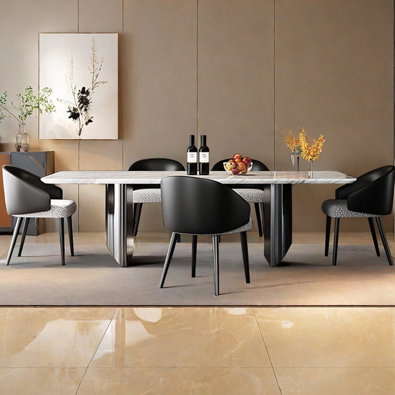 Table de salle à manger rectangulaire simple en marbre de luxe, H 29,52 po x L 62,99 po x l 31,49 po