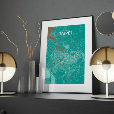 Taipei City Map In Nature - No Frame Print