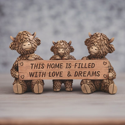 7.5"W Highland Cow Family Figurine