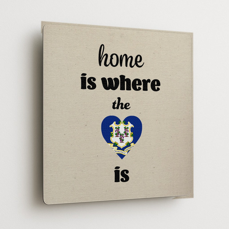 « On est bien chez soi » — Connecticut — Décoration murale carrée en métal, 12" H x 12" W