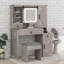 Bureau de maquillage de ferme avec station de charge, bureau de coiffeuse avec miroir lumineux et tiroirs-668953624