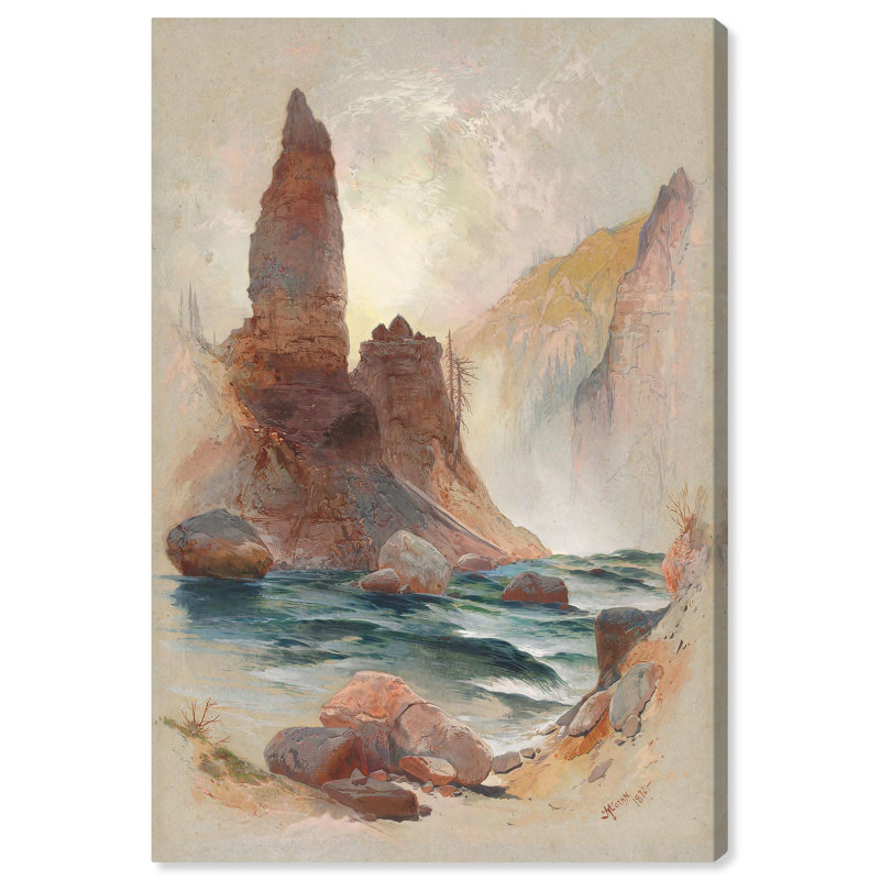 Vintage Landscape Wrapped Canvas Art in Earth Tones